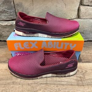 Skechers Go Flex Walk Slip On Shoe, Women’s Size 9, Color Burgundy, Style #14014